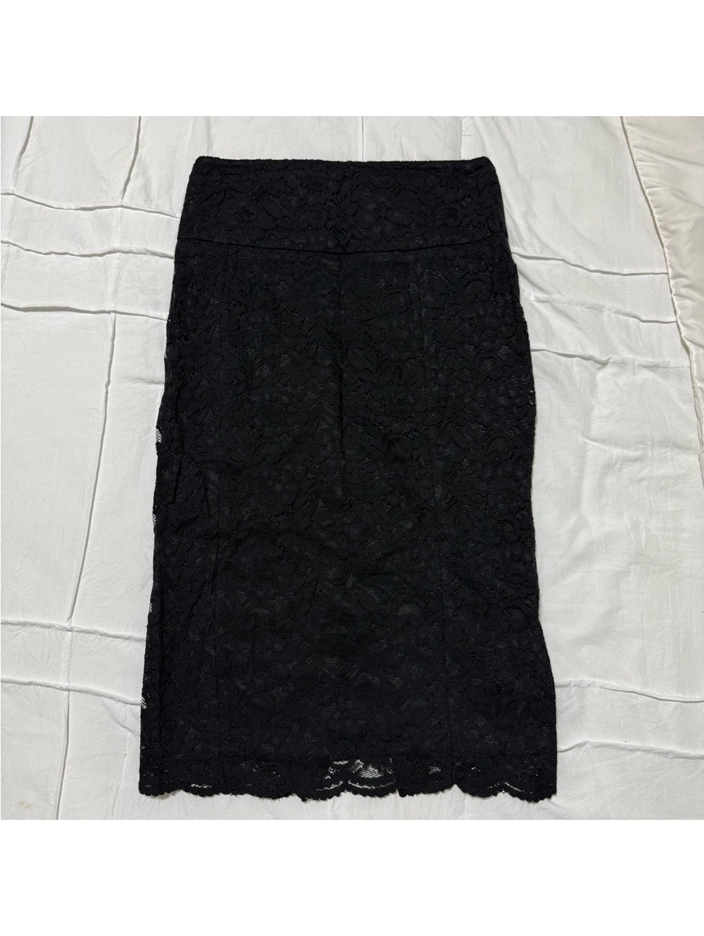 Express Elegant Black Lace Pencil Skirt